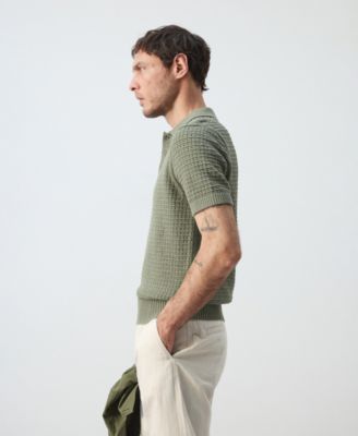 Men's Waffle Knit Polo Shirt