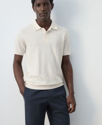 Men's Microstructure Fine-Knit Polo Shirt