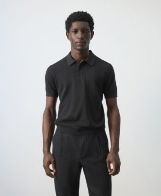 Men's Microstructure Fine-Knit Polo Shirt