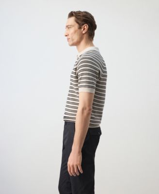 Men's Cotton Striped Knit Polo Shirt