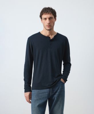 Men's Henley Linen-Blend T-Shirt