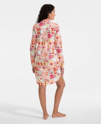 Women's Cotton Poplin Long Sleeve Sleepshirt Nightgown