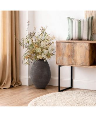 Cement Vase, 15.75" Tall Rustic Home Accent for Floor and Tabletops