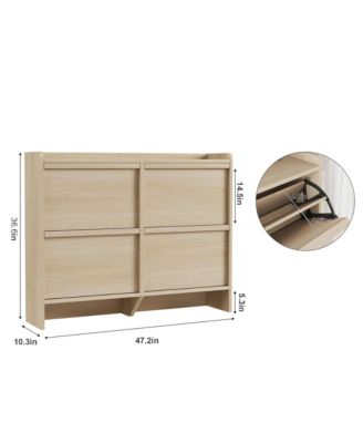 Shoe Cabinet with 4 Flip Drawers, Hidden Shoe Storage Organizer for Entryway, Wooden Shoe Rack with Adjustable Shelf