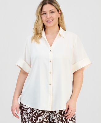 Plus Size Half-Sleeve Blouse
