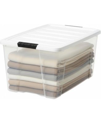 USA 72 Qt Stackable Plastic Storage Bins with Lids, Clear, 4Pk