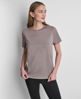 Women's Rhinestone Varsity Logo Relaxed-Fit Pull-On T-Shirt