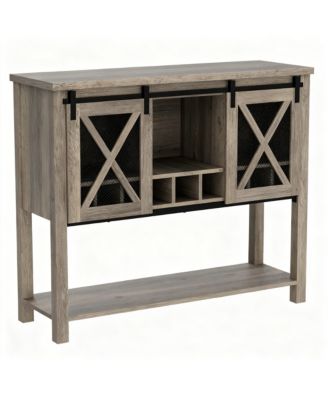 Buffet Cabinet Wine Coffee Bar Table Glass Rack Barn Mesh Door Kitchen Sideshelves