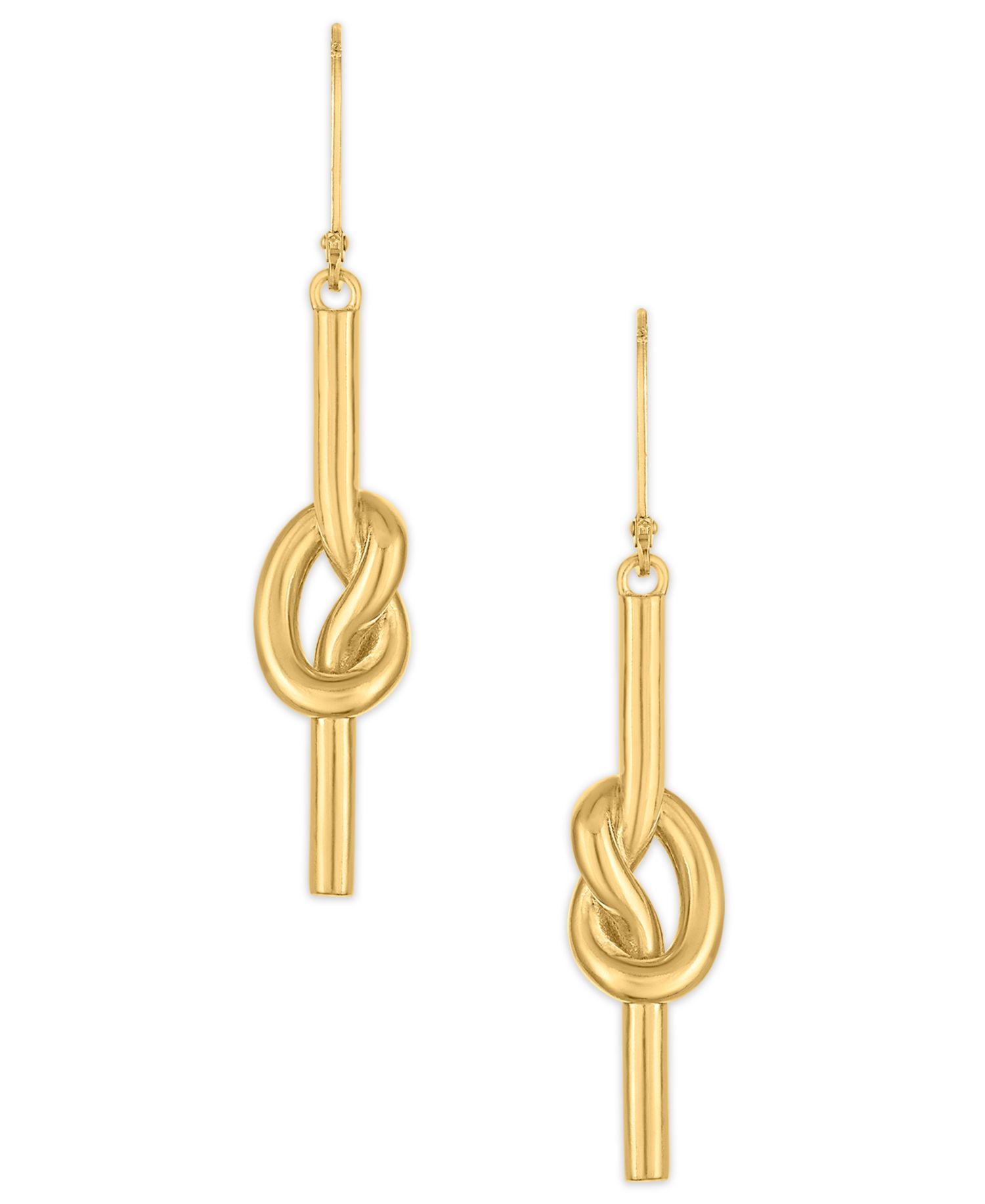 Polished Love Knot Stick Drop Earrings in 14k Gold Over Sterling Silver