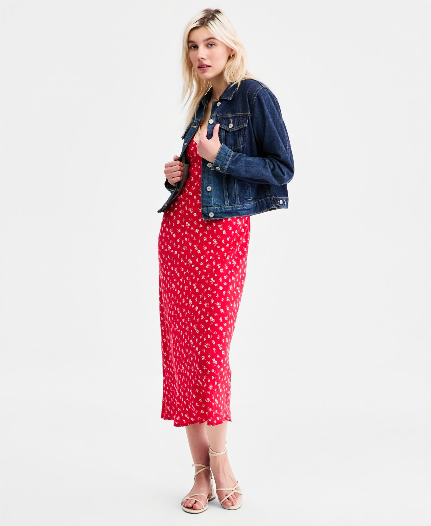 Women's Simone Printed Lace-Trim Midi Dress