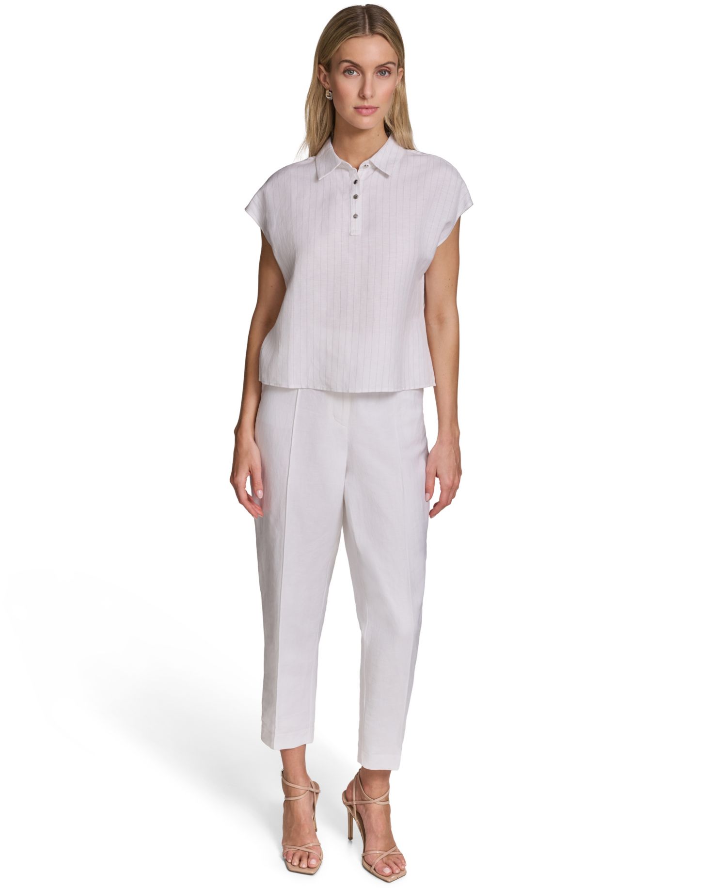 Petite Short-Sleeve Collared Top