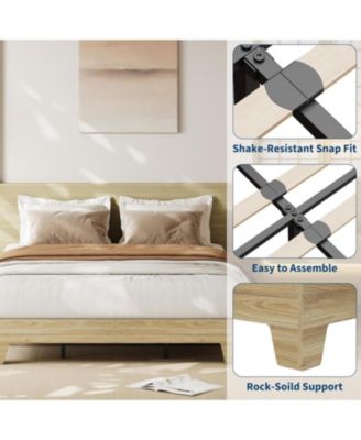 Platform Bed Frame Minimalist Design Wood Slats Support Underbed Storage Noise Free No Box Spring Easy