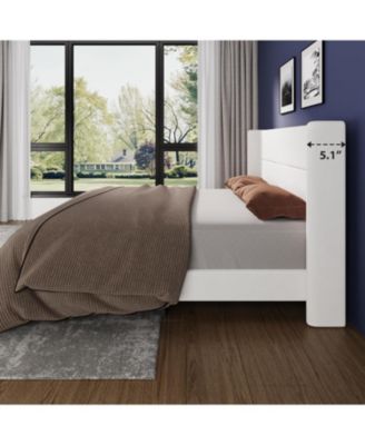 King Velvet Bed Frame with Wingback Headboard, Upholstered Platform Bed with Wood Slats, No Box Spring Needed