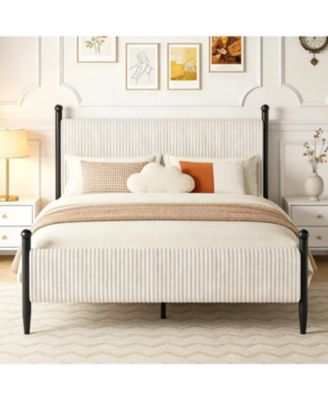Full Upholstered Velvet & Corduroy Noise Free Bed Frame