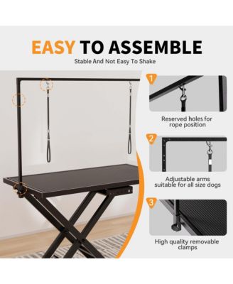 50" Black Professional Electric Dog Grooming Table Height Adjustable with Arm and Tool Organizer