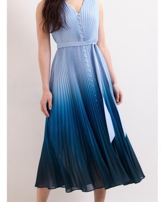 Women's Mira Pleated V-Neck Midi Dress