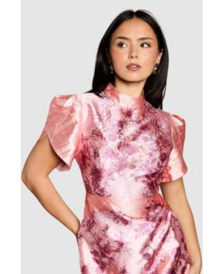 Women's Floral Tulip Sleeve Mini Dress