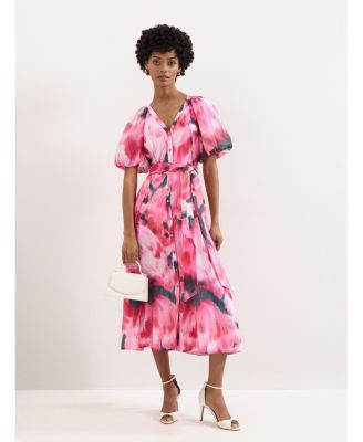 Women's Caterina Puff Sleeve V-Neck Shirt Dress