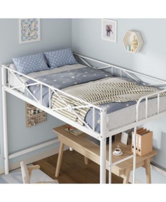 Twin Metal Loft Bed, Heavy-Duty Steel Frame with Safety Guardrails, Space-Saving Design for Kids Bedroom or Dorm