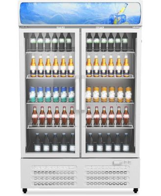Commercial Refrigerators, 25.3 Cu.Ft. Upright Display Fridge, Beverage Cooler with LED Light, Adjustable Shelves