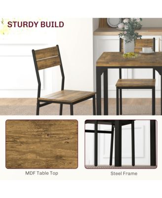 Industrial Contemporary Compact Breakfast Nook 3pc Table and Chairs Set