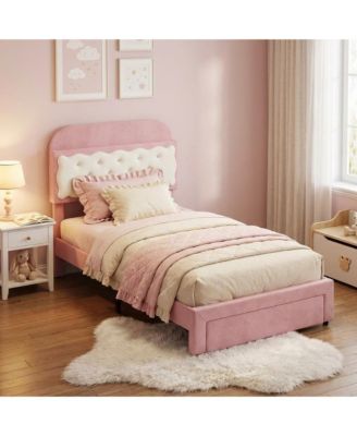 Full Metal Platform Bed Frame with Decorative Headboard & Footboard, Heavy Duty Steel Slats, Underbed Storage