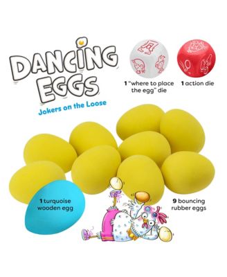 Dancing Eggs:  Active Kids Game for Ages 5+, Award-Winning Fast-Paced Party Games for Adults and Family with Bouncing Rubber Eggs and Dice