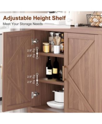 Farmhouse Oak Sideboard Buffet Cabinet - x-Shaped Door Kitchen Storage Cabinet with Adjustable Shelves for Hallway Entry Living Room