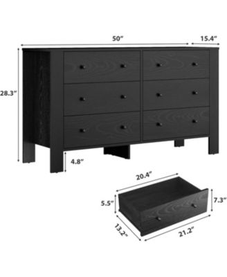 6 Drawer Dresser with Deep Drawers and Metal Knobs