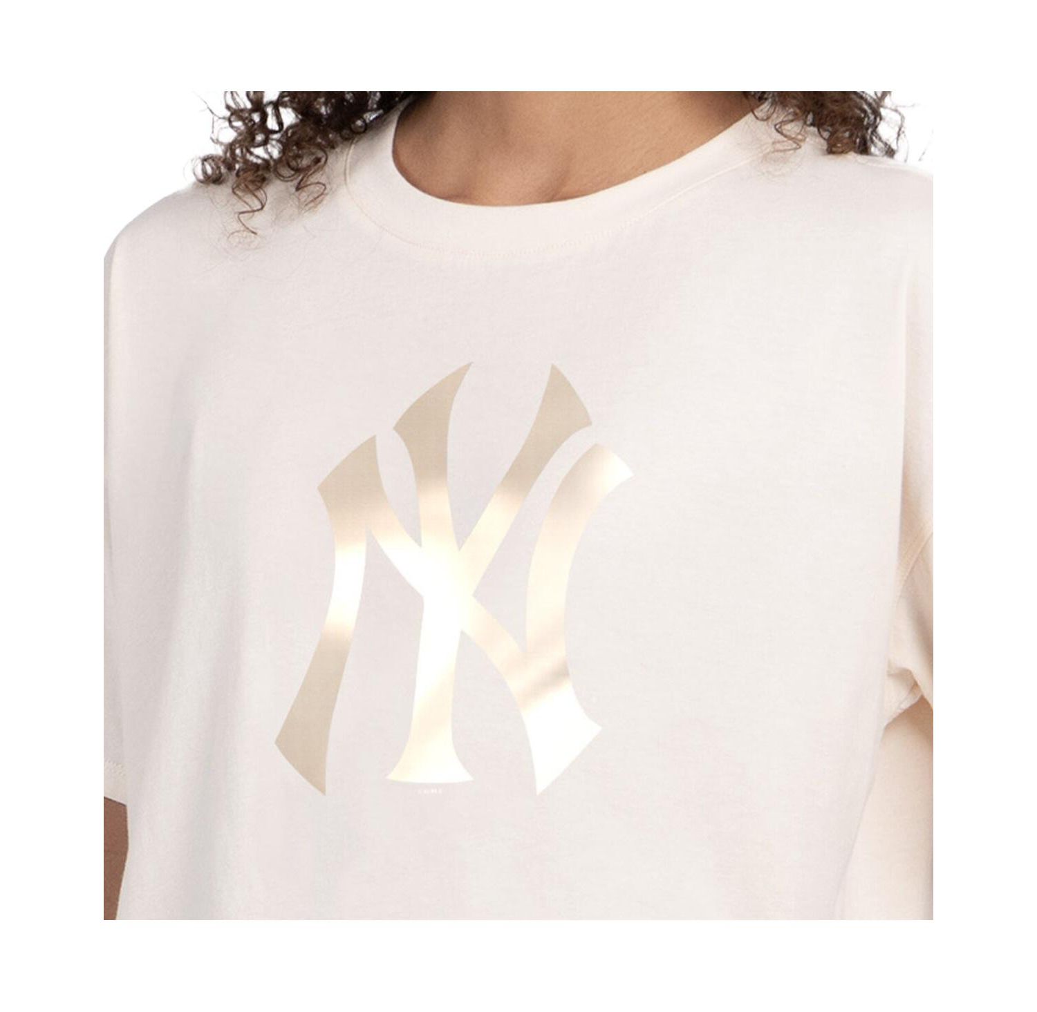 Women's Cream New York Yankees Pastels Boxy Cropped T-Shirt
