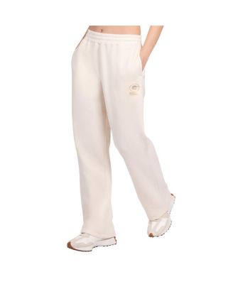 Women's Cream Green Bay Packers Pastel High Waisted Travel Fleece Pants
