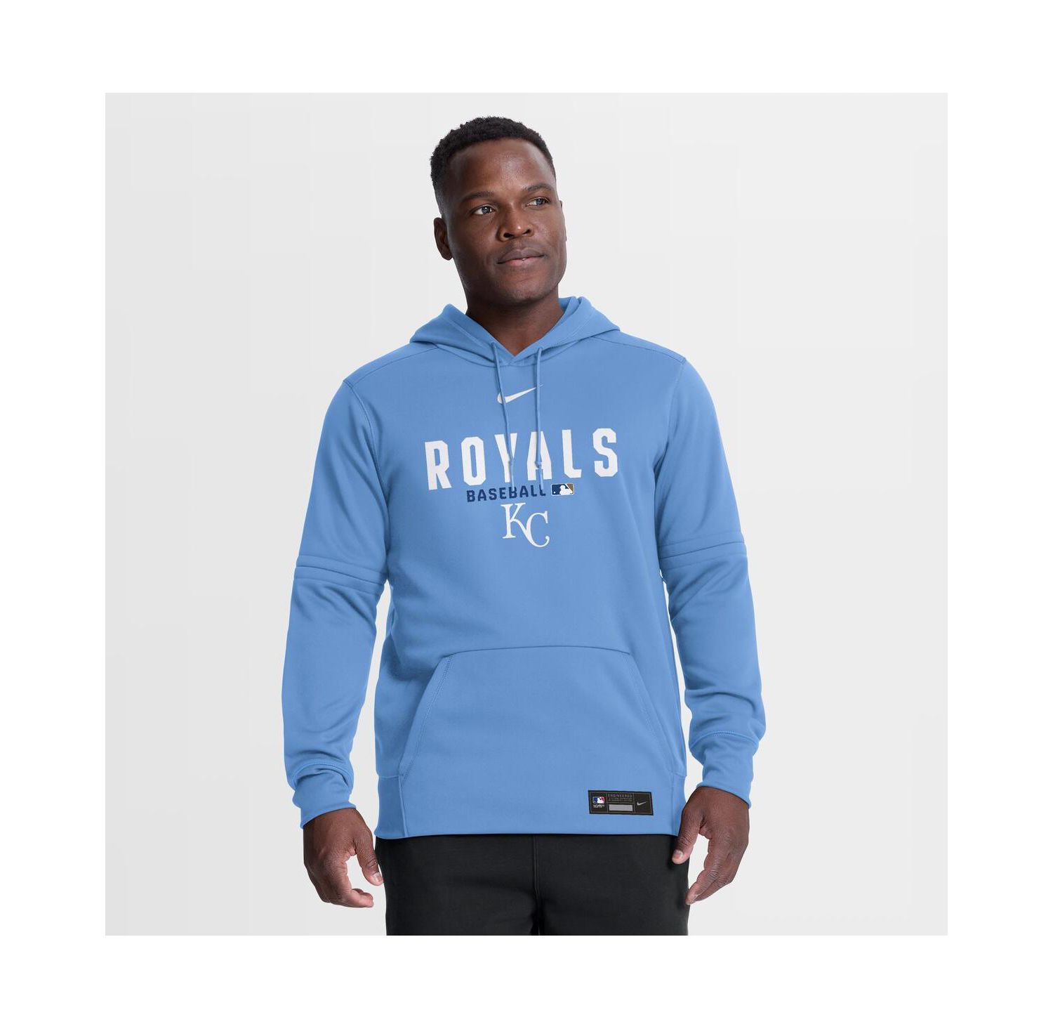Men's Light Blue Kansas City Royals Authentic Collection Therma-FIT Hoodie