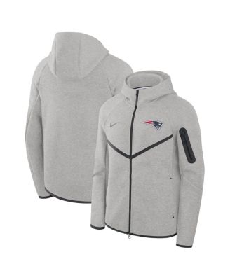Men's Heather Gray New England Patriots Tech Fleece Raglan Full-Zip Wind Runner Hoodie
