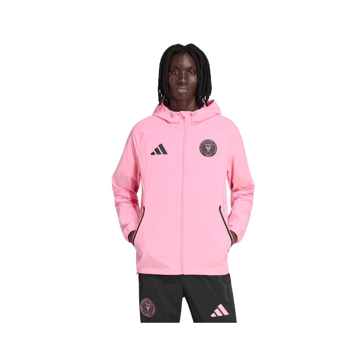 Men's Light Pink Inter Miami CF Tiro Travel Full-Zip Hooded Windbreaker Jacket