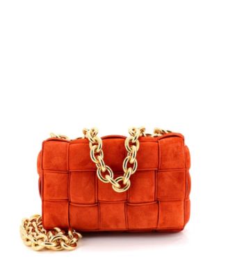 Cassette Chain Crossbody Bag Padded Maxi Intrecciato Suede