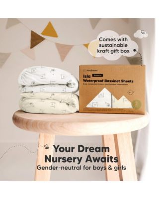 2-Pack Isla Waterproof Bassinet Sheets for Boy, Girl, Baby Fitted Bassinet Mattress Protector Cover