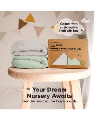 2-Pack Isla Waterproof Bassinet Sheets for Boy, Girl, Baby Fitted Bassinet Mattress Protector Cover