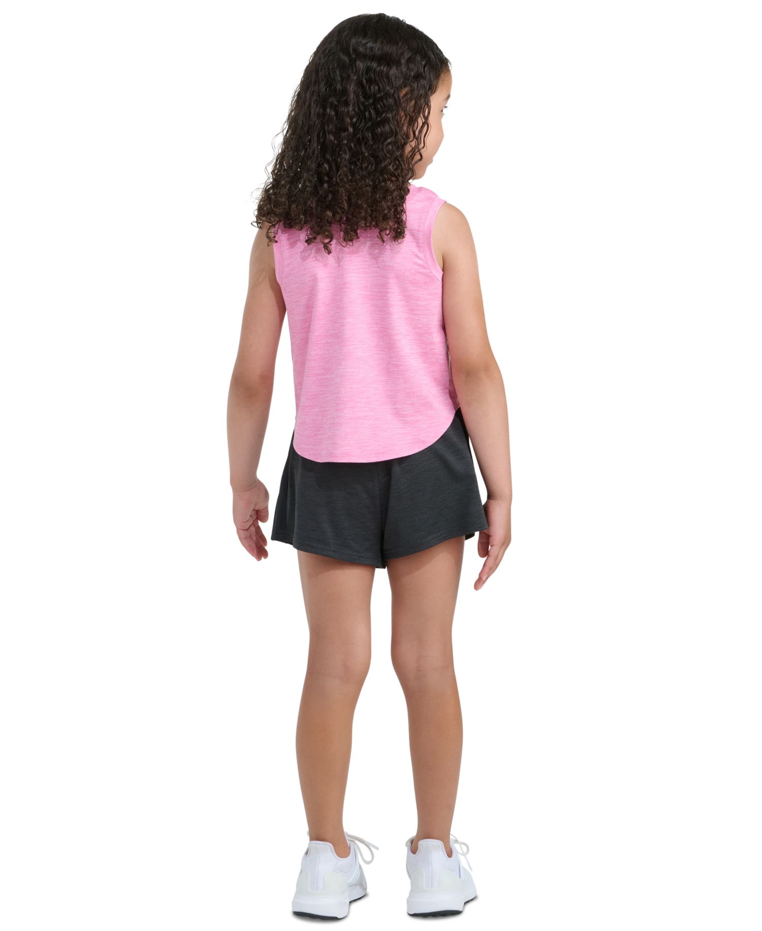 Girls' 2T-6X Sleeveless M&eacute;lange Flounce Tank Top and Shorts, 2-Piece Set