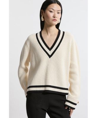 Women's Cotton V-Neck Knit Boxy Jumper