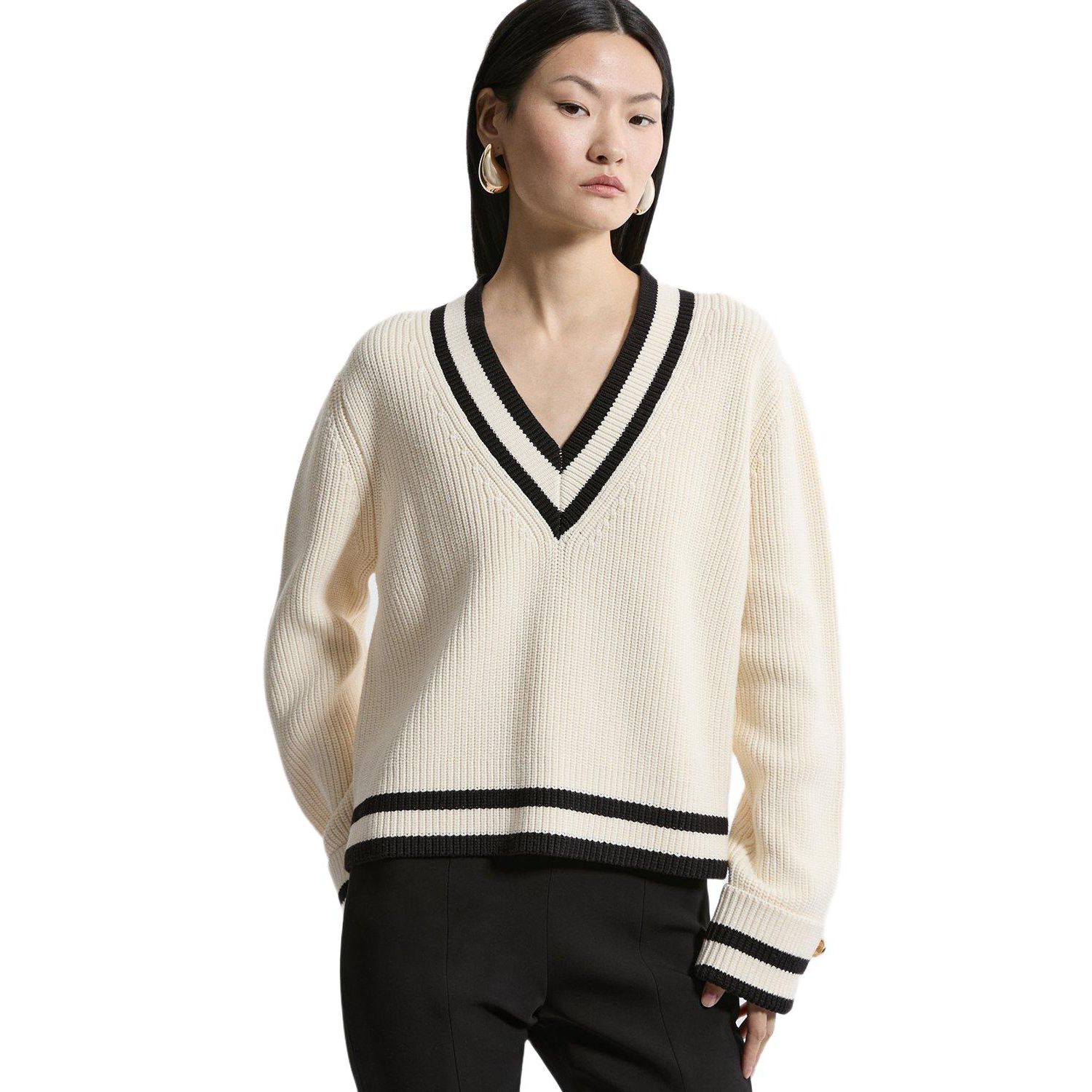 Women's Cotton V-Neck Knit Boxy Jumper