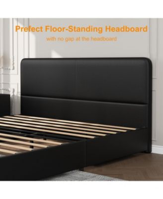 King Upholstered Platform Bed Frame with Headboard & Storage Drawers