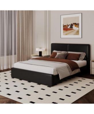 Full Upholstered Platform Bed Frame with Headboard, Strong Wood Slats Support, No Box Spring Needed