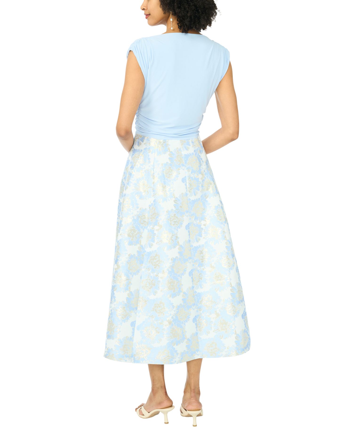 Women's 3/4-Length-Sleeve Boat Neck Printed Jacket Dress