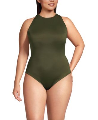 Women's Tugless High Neck Portrait Back One Piece Swimsuit