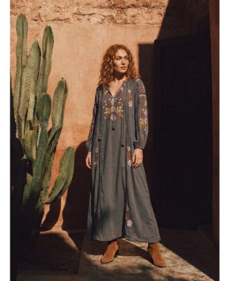 Women's Elisa Kaftan Style Embroidered Maxi Dress