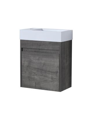 18" Wall Mounted Bathroom Vanity with Resin Sink, Soft Close Door & Ample Storage for Small Spaces