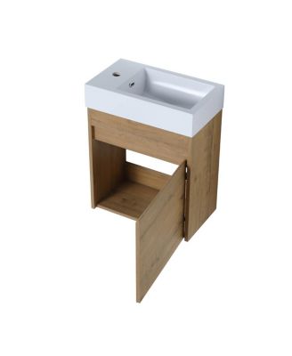 18" Wall Mounted Bathroom Vanity with Resin Sink, Soft Close Door & Ample Storage for Small Spaces