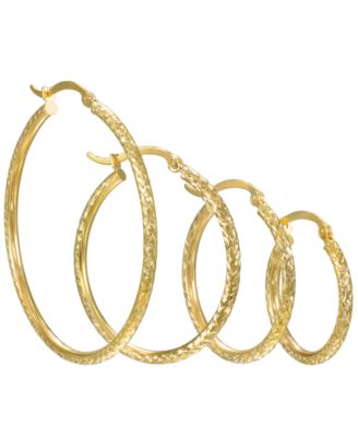 Diamond Cut Hoop Earrings in 10k Yellow Gold