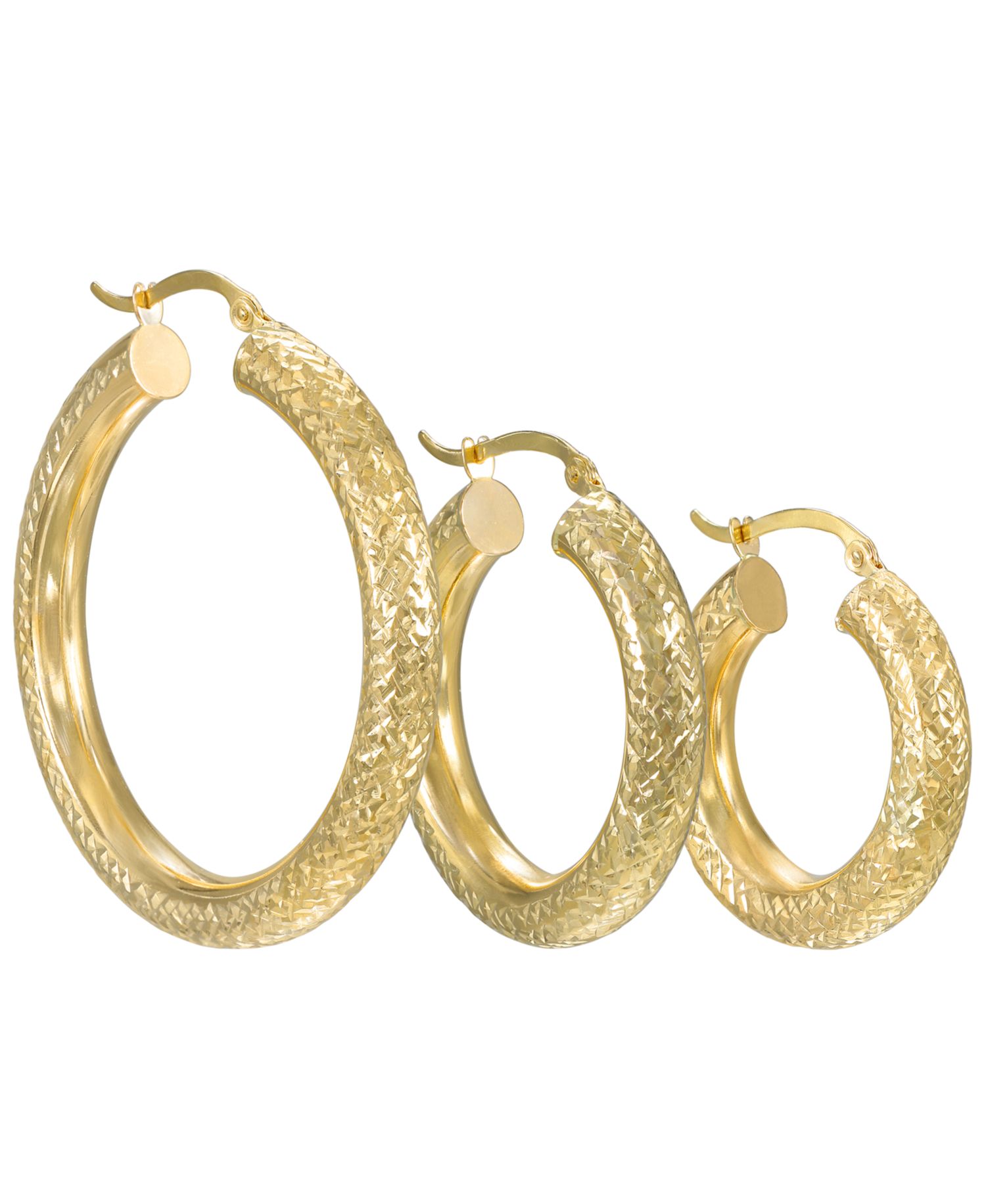 Diamond Cut Hoop Earrings in 10k Yellow Gold