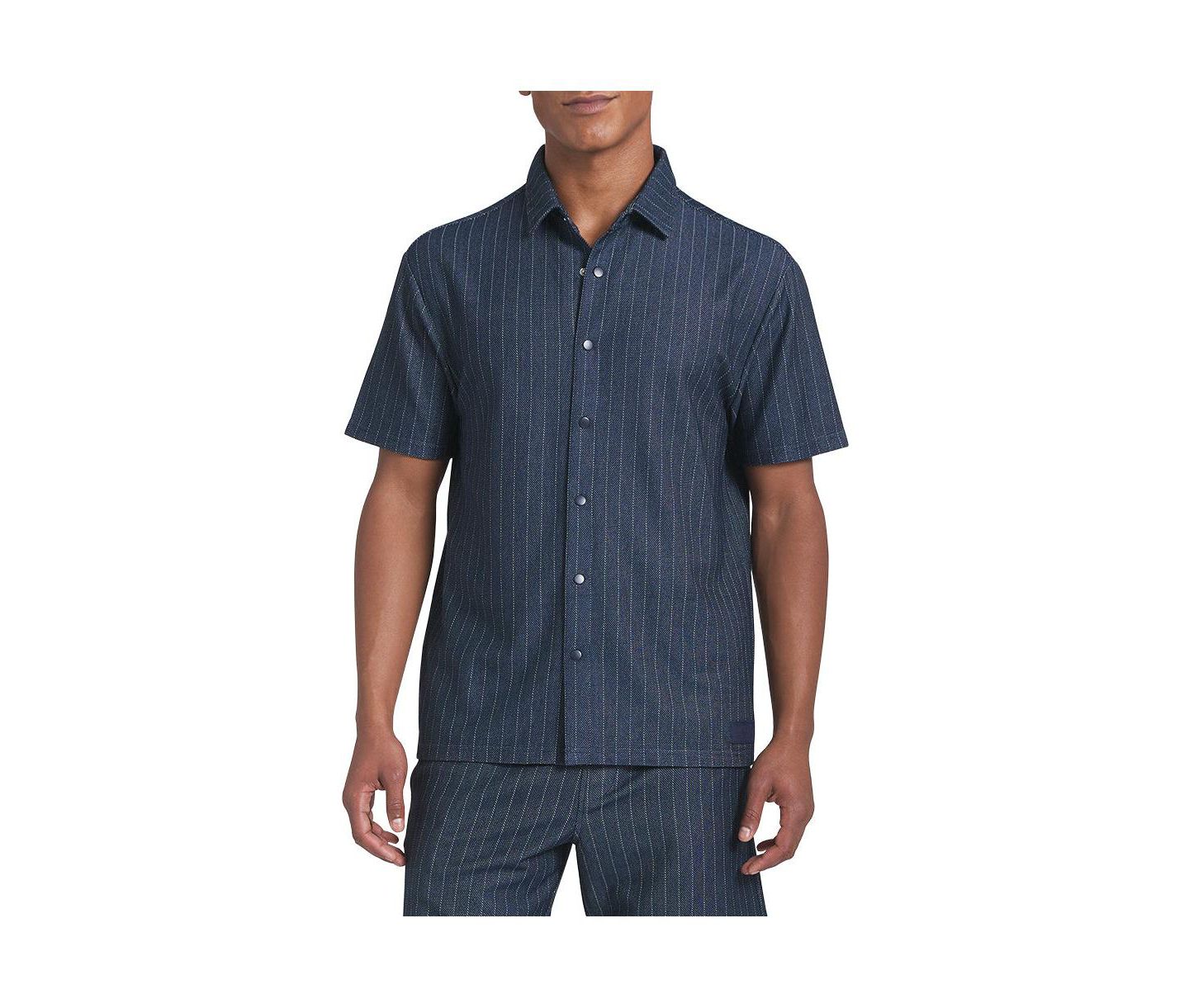Мужская рубашка DKNY Ardley pinstripe button up, цвет: Тёмно-синий — фото 1
